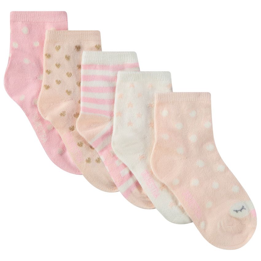 Lot 5 paires chaussettes bord festonné multicolore bébé fille