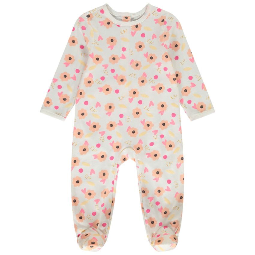 Pyjama velours blanc rose biche bébé fille 1 MOIS ORCHESTRA