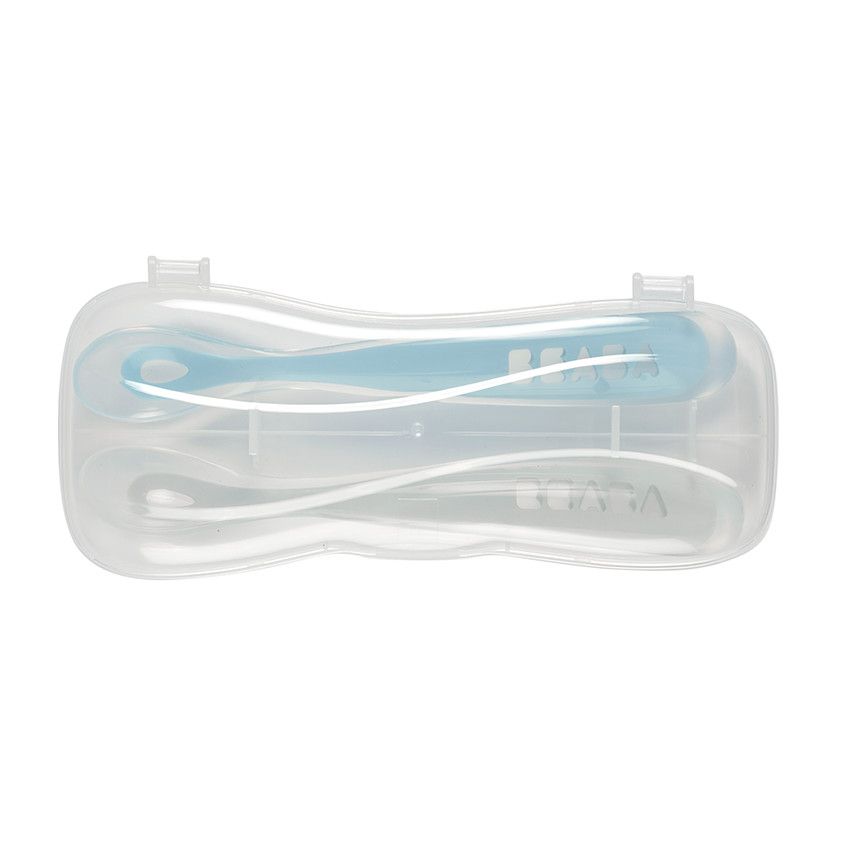 Set de 2 cuillères en silicone 2ème âge + boîte de transport de Béaba