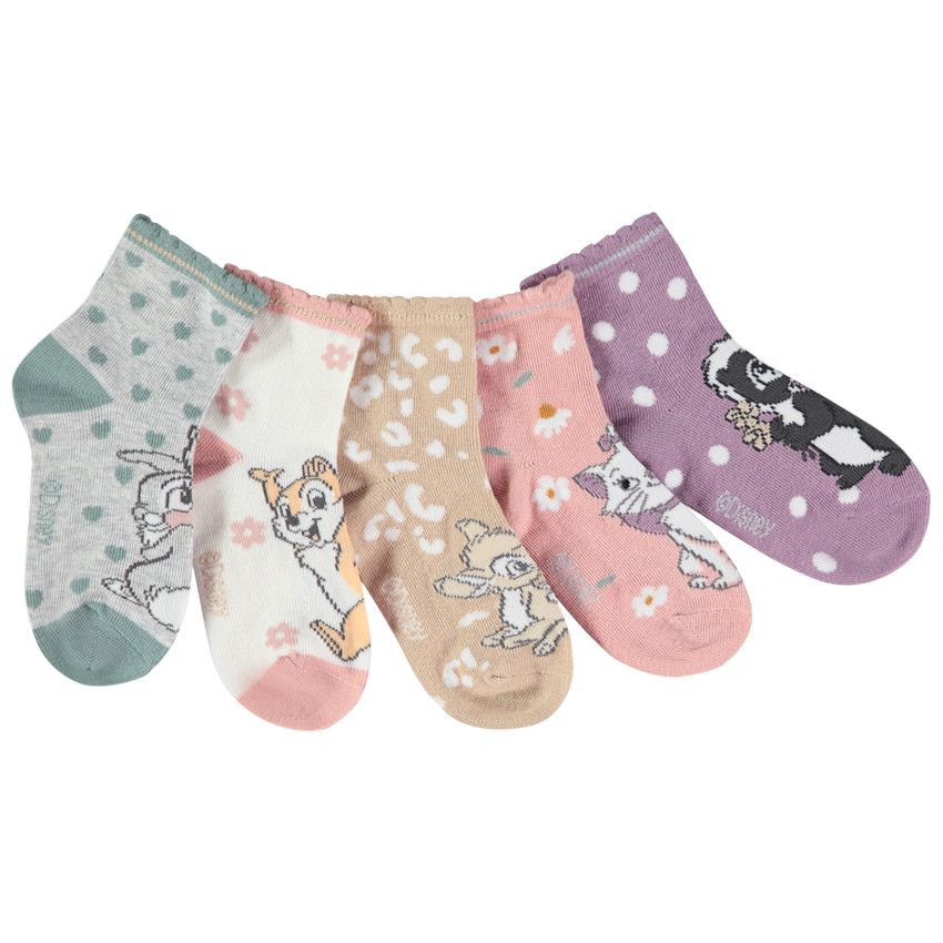 Lot 5 paires chaussettes bord festonné multicolore bébé fille